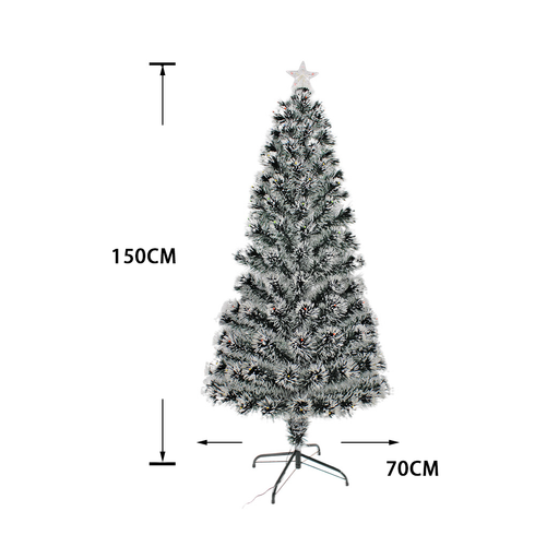 Snowy White-Tipped Pre-Lit Fibre Optic Christmas Tree with 8-Mode Multicolour Lights