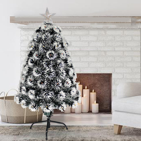 Snowy White-Tipped Christmas Tree Pre-Lit Fibre Optic 8-Mode Flashing Lights
