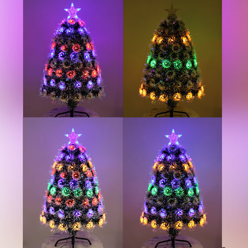 Snowy White-Tipped Christmas Tree Pre-Lit Fibre Optic 8-Mode Flashing Lights