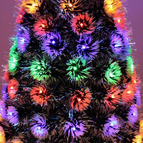Snowy White-Tipped Pre-Lit Fibre Optic Christmas Tree with 8-Mode Multicolour Lights