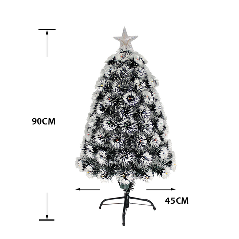 Snowy White-Tipped Pre-Lit Fibre Optic Christmas Tree with 8-Mode Multicolour Lights