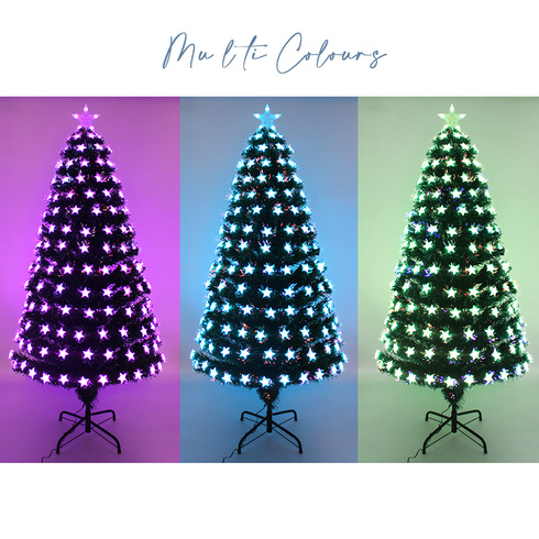 Star Decor Christmas Tree Pre-Lit Fibre Optic Multi-mode Multicolour Lights