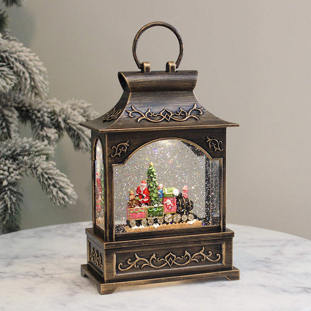 Christmas Musical Water Lantern Santa's Train with Swirling Confetti L ...
