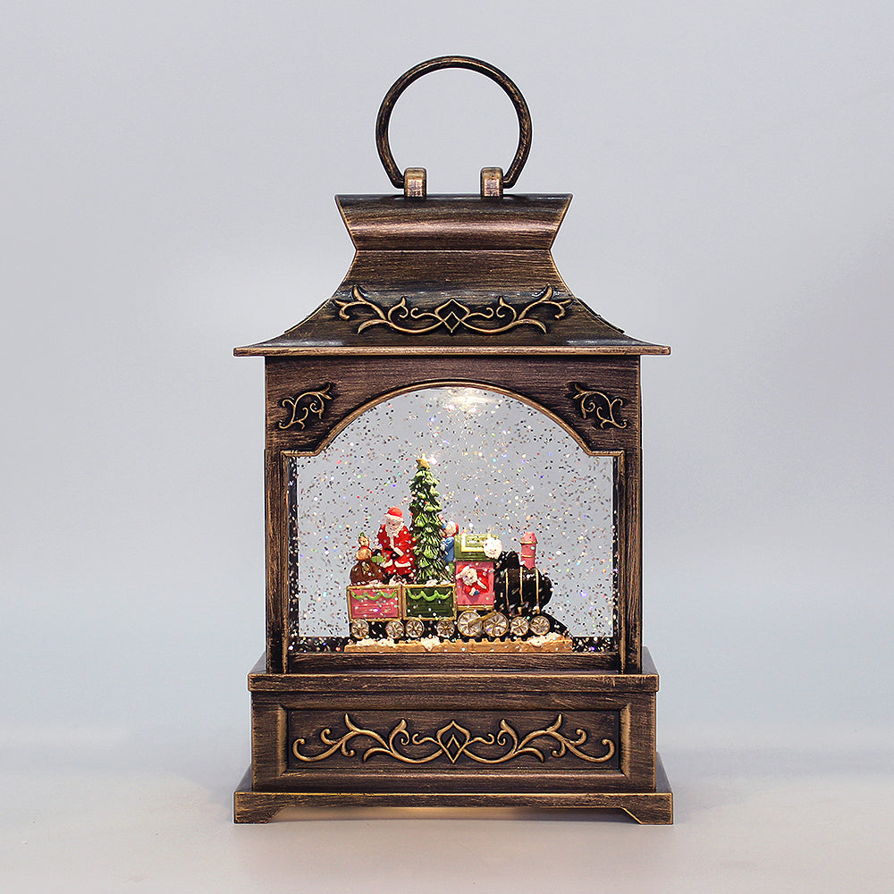 Christmas Musical Water Lantern Santa's Train with Swirling Confetti L ...