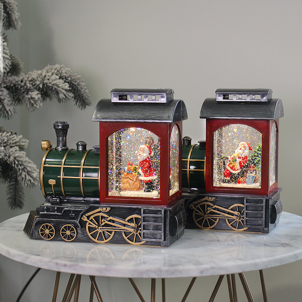 Christmas Musical Water Lantern Santa's Train with Swirling Confetti L ...