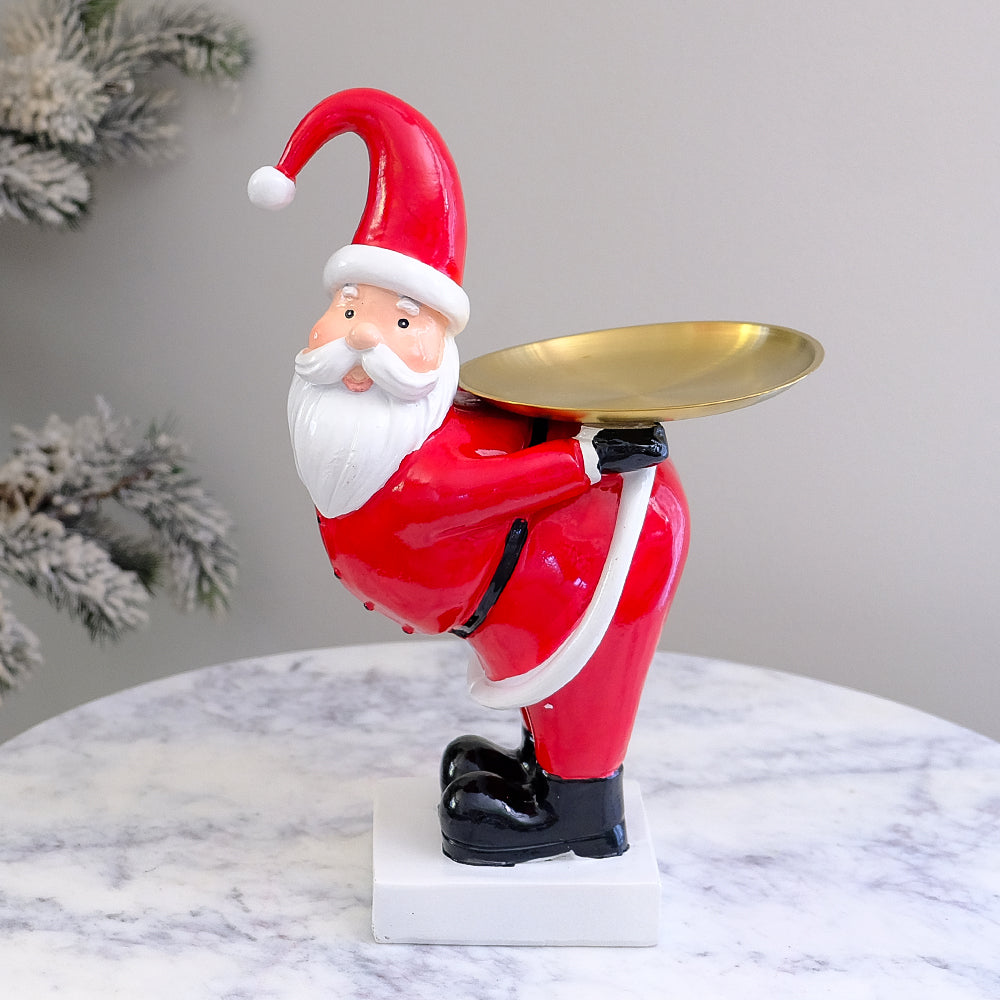 Santa Claus Serving Tray Figurine – Festive Resin Christmas Decor for ...
